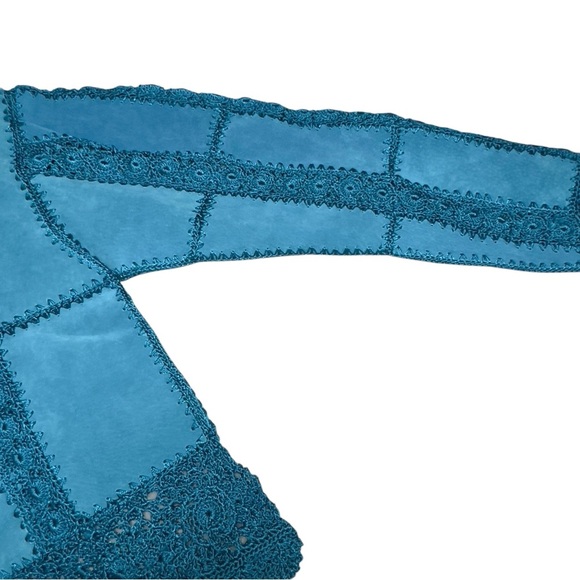 S.M.H Vintage Suede Paneled Crocheted Boho Western Festival Y2K Blazer Coat - Picture 7 of 15